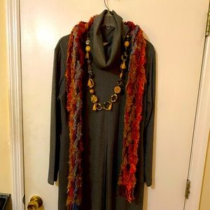 Gray women’s sweater dress with inner lining